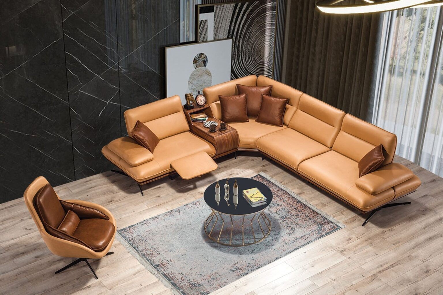 Schlafzimmer mit massgefertigtem Einbauschrank und Wandverkleidung